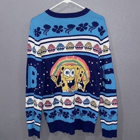 Unisex SpongeBob SquarePants Krabby Patty Holiday Sweater Size Medium - Picture 5 of 7